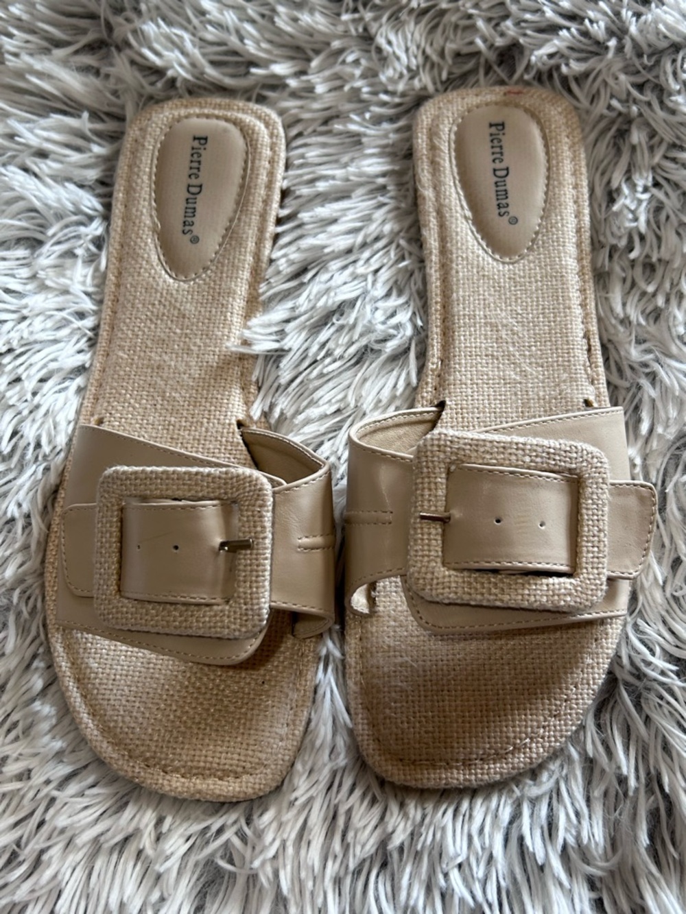 Pierre Dumas Women's Beige Buckle Slide Sandals-Size 10 EUC
